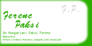 ferenc paksi business card